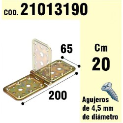 Soporte Para Madera Bisagra Bicromatado 65 x 200 mm.