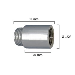 Alargadera Redonda Cromo  1/2" x 20