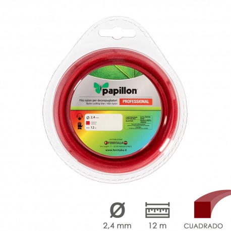 Hilo Nylon Desbrozadoras Cuadrado Profesional Ø 2,4 mm. Rollo 12 metros. Hilo Nylon Corte Desbrozadores Hierba, Jardin, Maleza