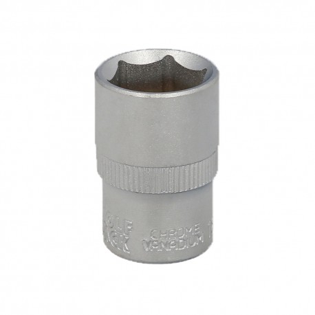 Llave Vaso 1/2" Hexagonal 18 mm. Perfil de 6 caras. Acero Cromo Vanadio, Aristas Redondas