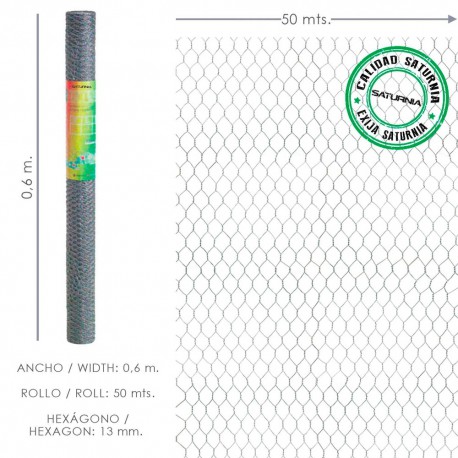 Enrejado Triple Torsion 13/  60 cm. Rollo 50 Metros Uso Domestico